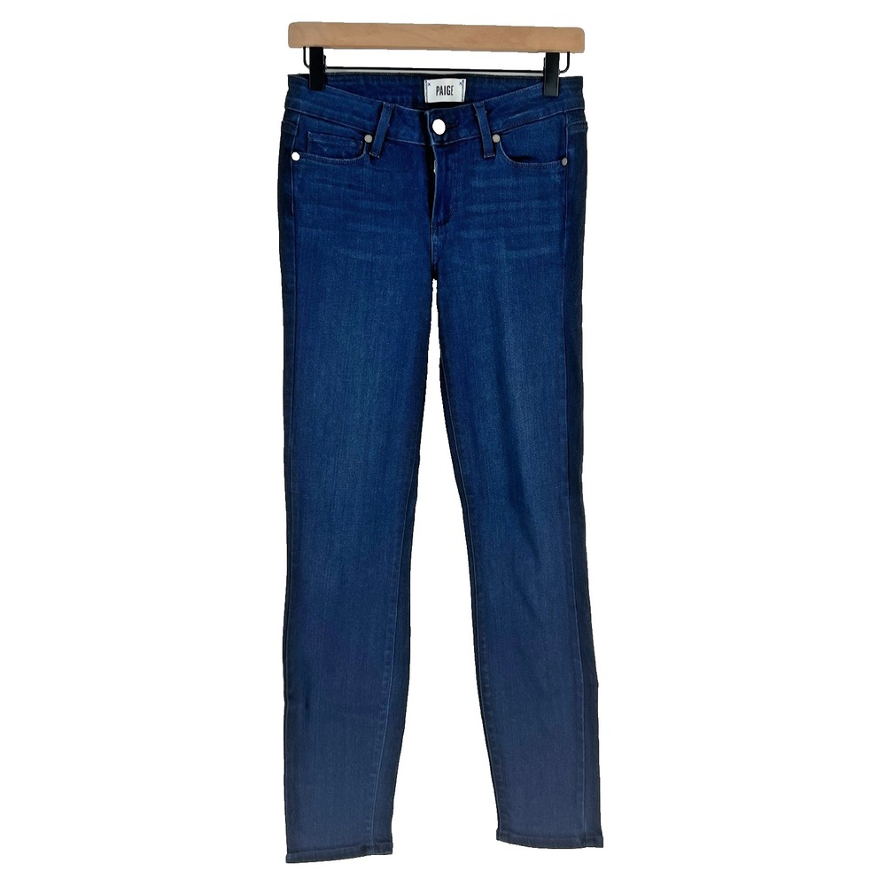Paige Verdugo Ankle Jeans Womens 27 Blue Whiskering Denim Cotton Dark Wash
